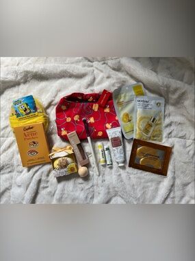 Estee Lauder Red Cosmetic Pouch with Skincare & Masks